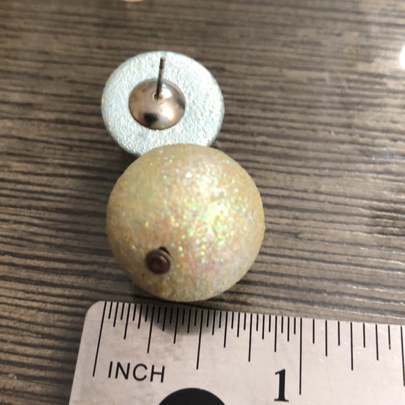 Vintage Light Blue Splatter & Glitter Bead / Ball Drop Earrings - Picture 8 of 13